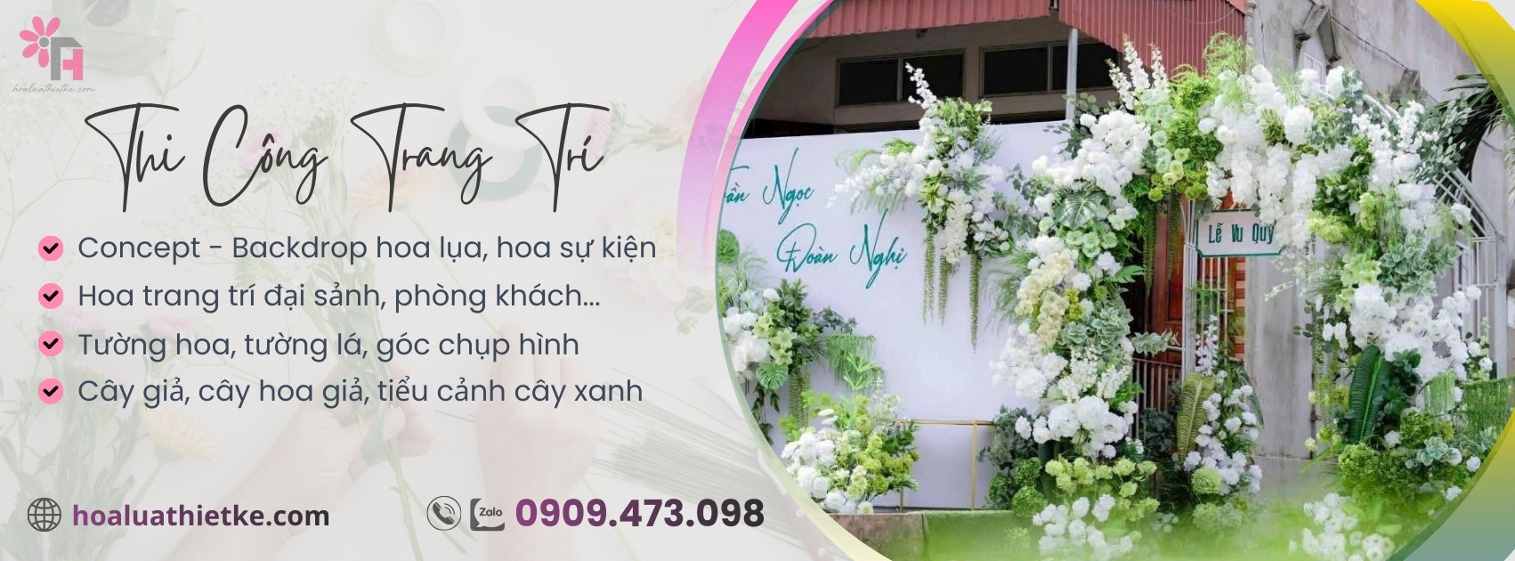 Banner thi công trang trí hoaluathietke