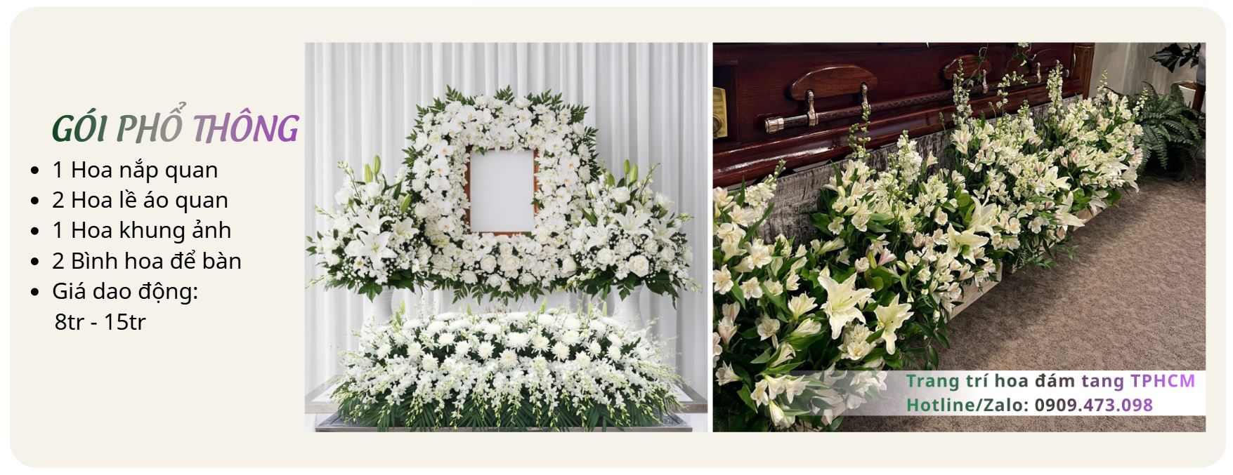 Báo giá dịch vụ trang trí hoa tang lễ gói phổ thông
