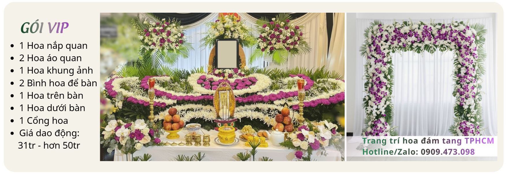 Báo giá dịch vụ trang trí hoa tang lễ gói VIP