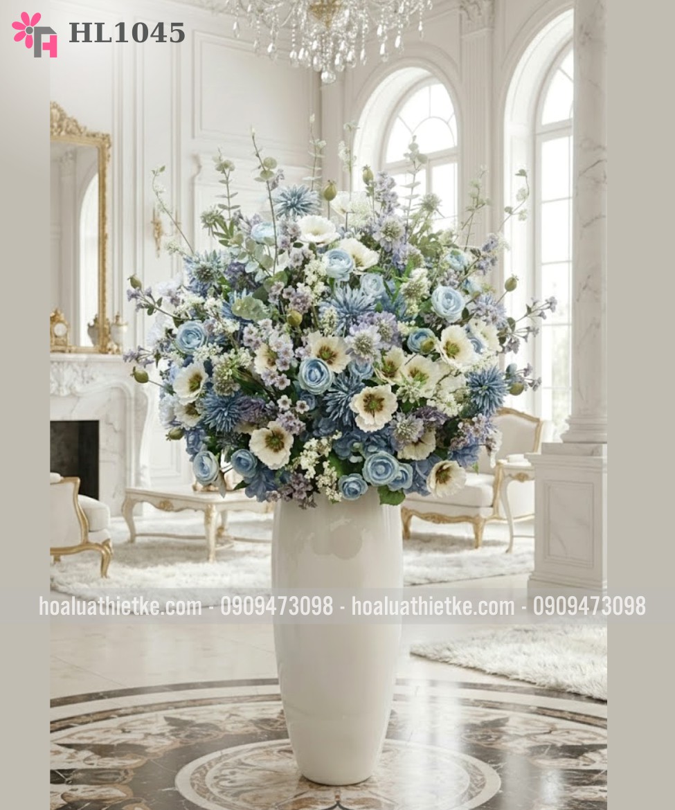 Bình hoa 1m7 tông xanh cổ điển Châu Âu HL1045