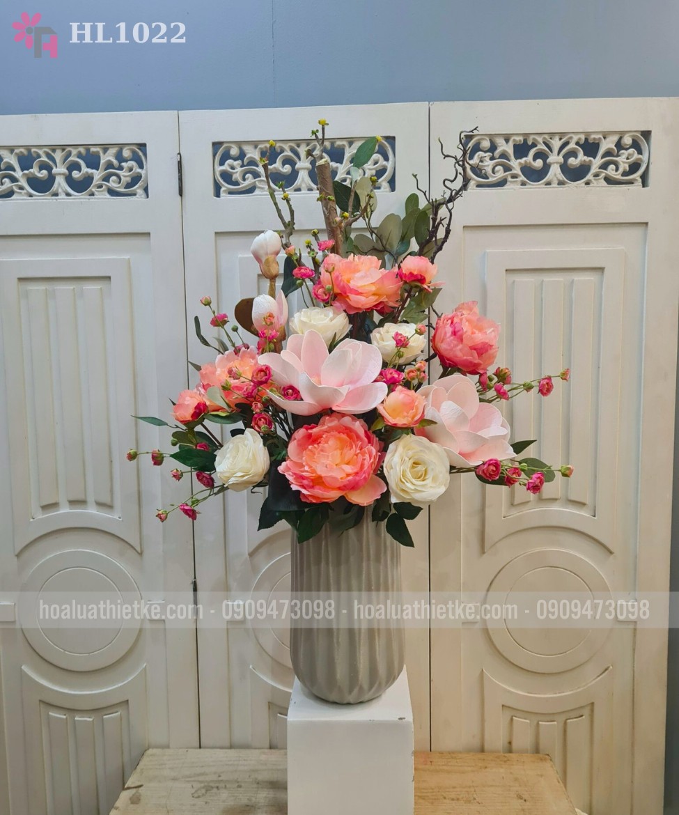 Bình Hoa Mẫu Đơn Trưng Quầy Lễ Tân HL1022