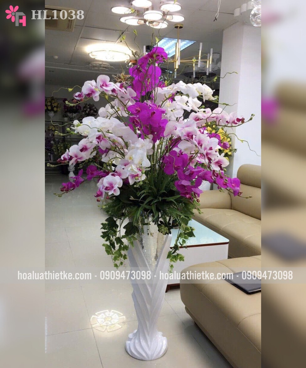 Bình lan hồ điệp tím trưng đại sảnh HL1038