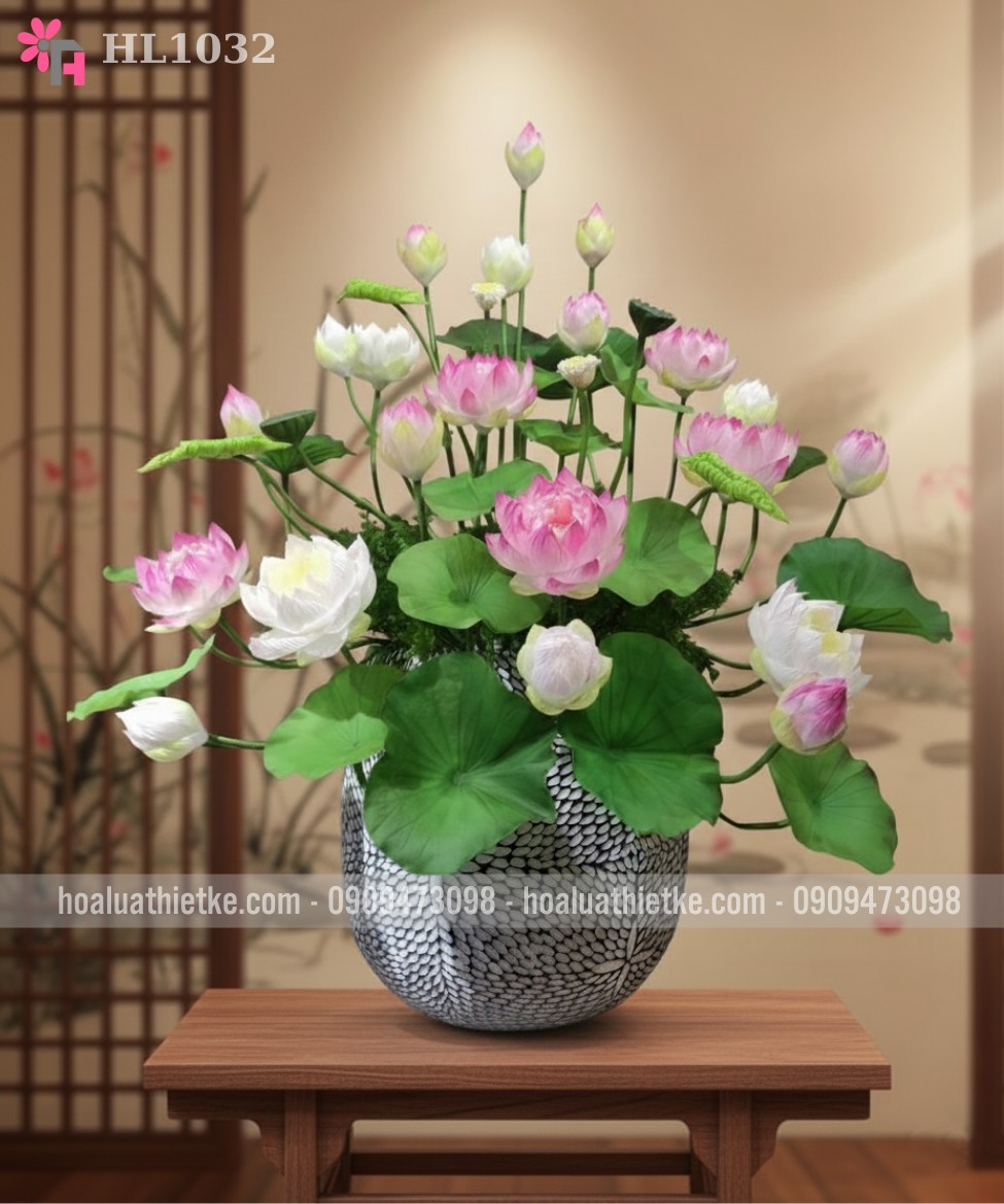 Chậu sen giả lớn trưng đại sảnh HL1032