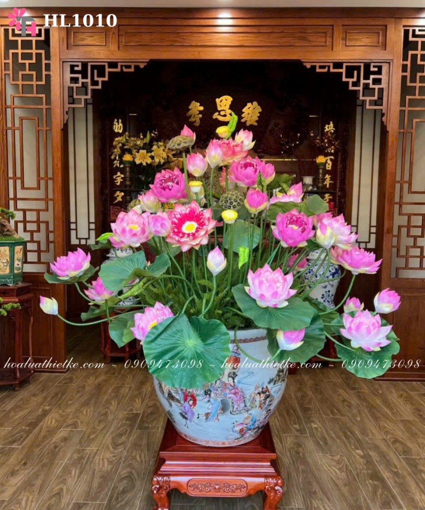 Chậu sen nghệ nhân hồng HL1010