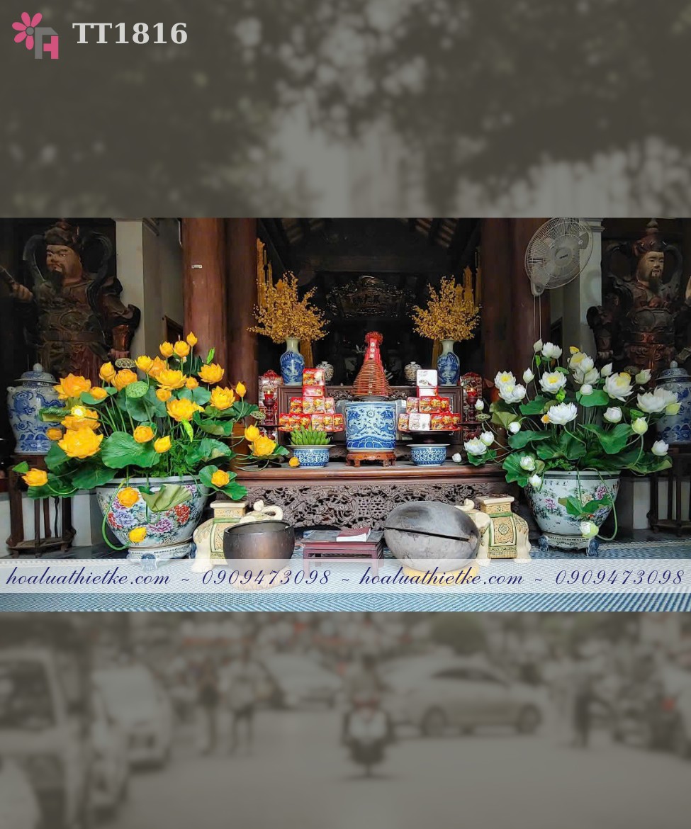 Combo 2 bình sen nghệ nhân trang trí nơi thờ tự TT1816
