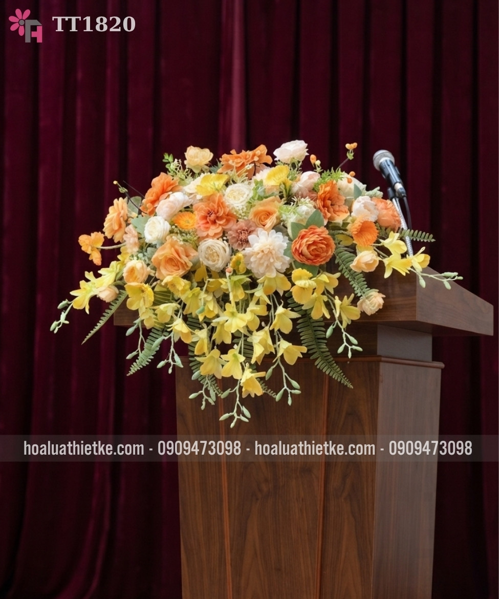 Hoa bục phát biểu tông vàng cam TT1820
