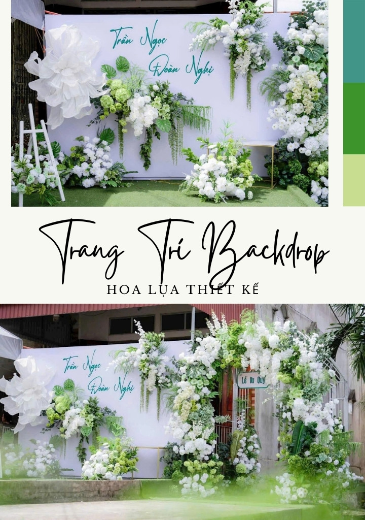 Thi công trang trí hoa lụa banner 1