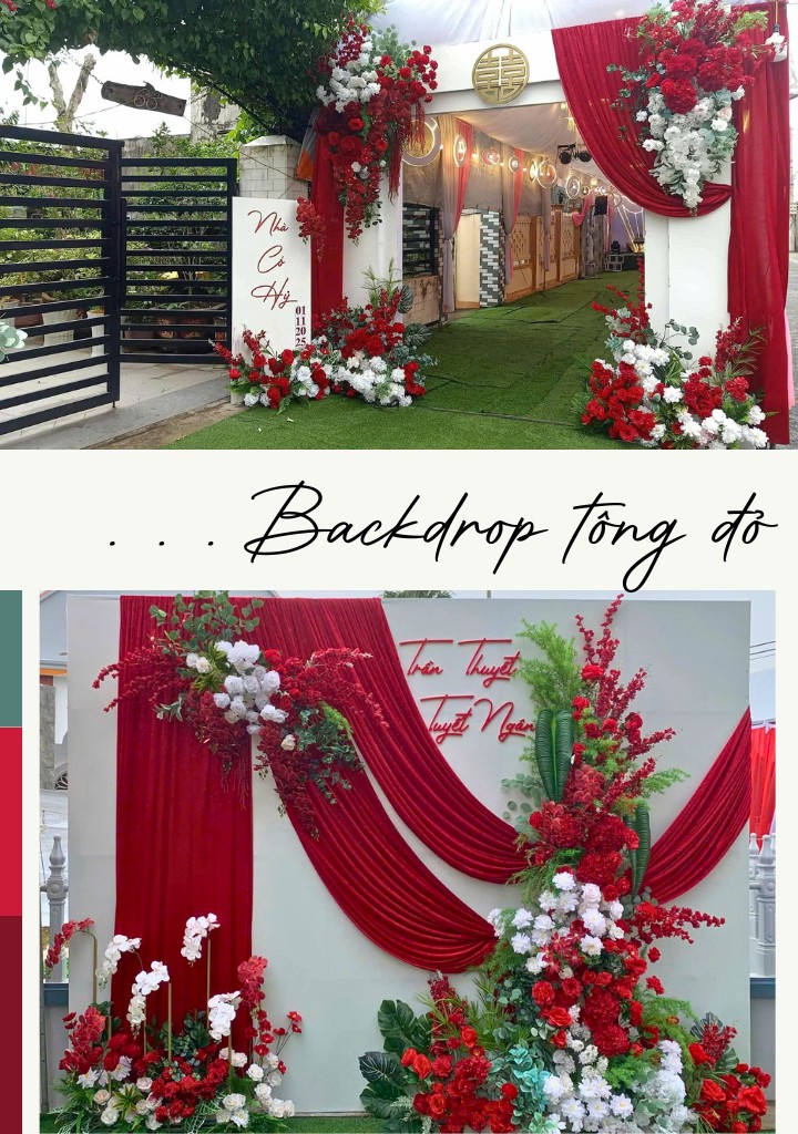 Thi công trang trí hoa lụa banner 3