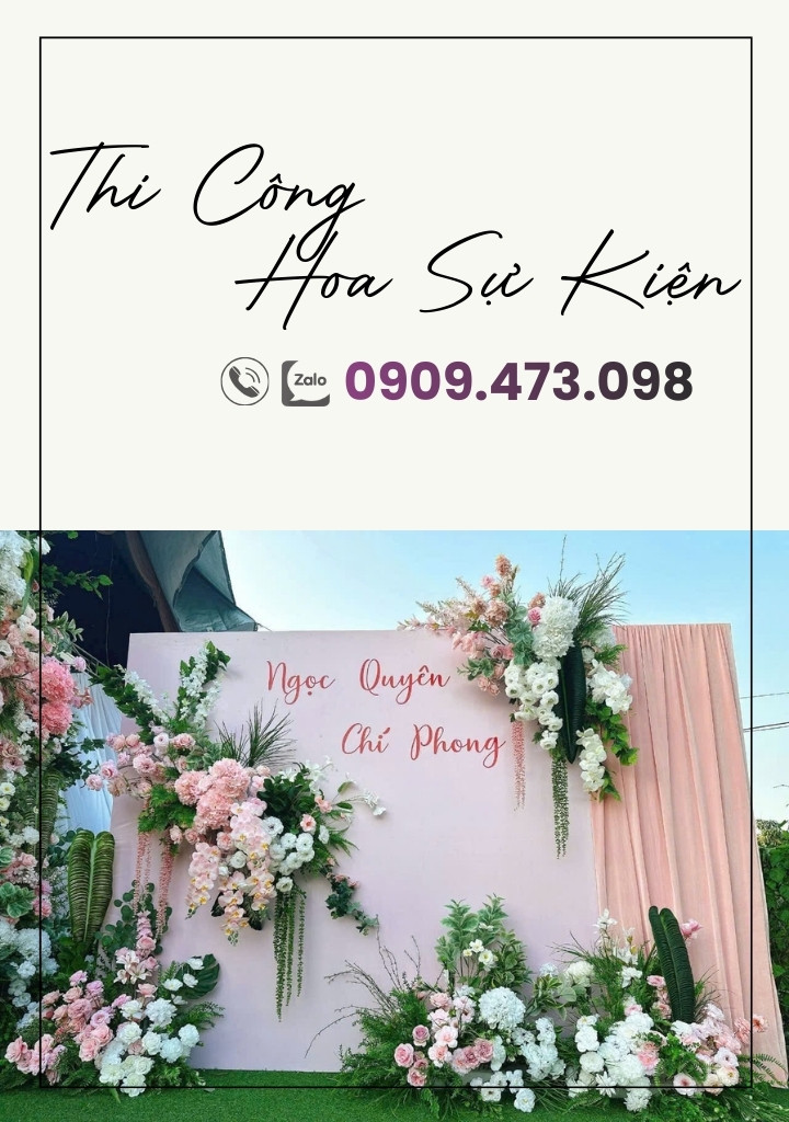 Thi công trang trí hoa lụa banner 4